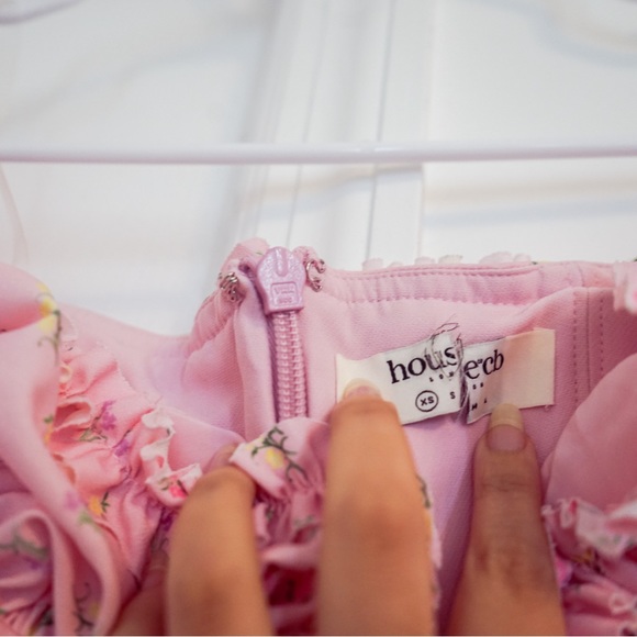 House of Cb Lauren Dress Pink Floral Strapless - Picture 6 of 7